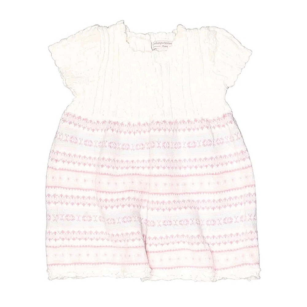 Catherine Malandrino 12 Months Baby Girl Pink Fair Isle Sweater Dress EUC!
